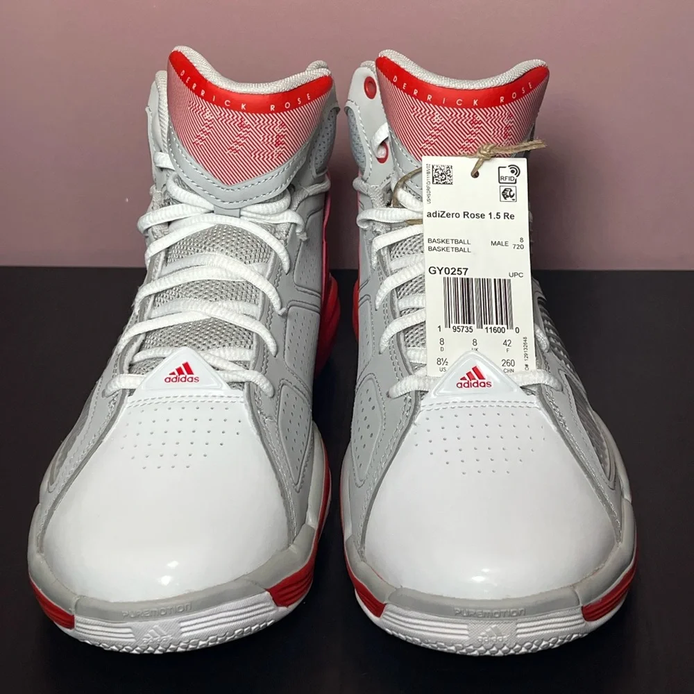 🆕 Adidas Adizero D Rose 1.5 Men's Size 8.5 Red/White/Grey Basketball Sneaker - Picture 4 of 6